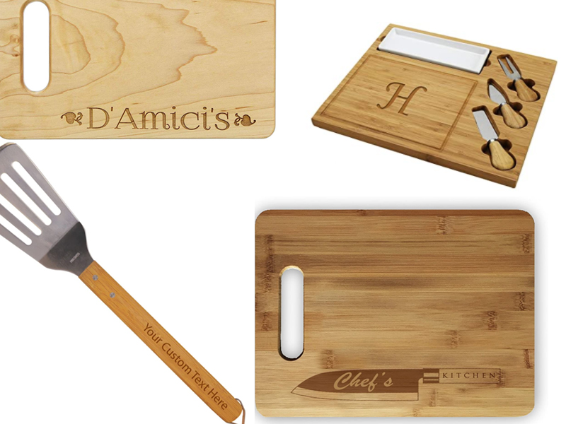 Custom Personalized Laser Engraved Bamboo Wood Cutting Board 